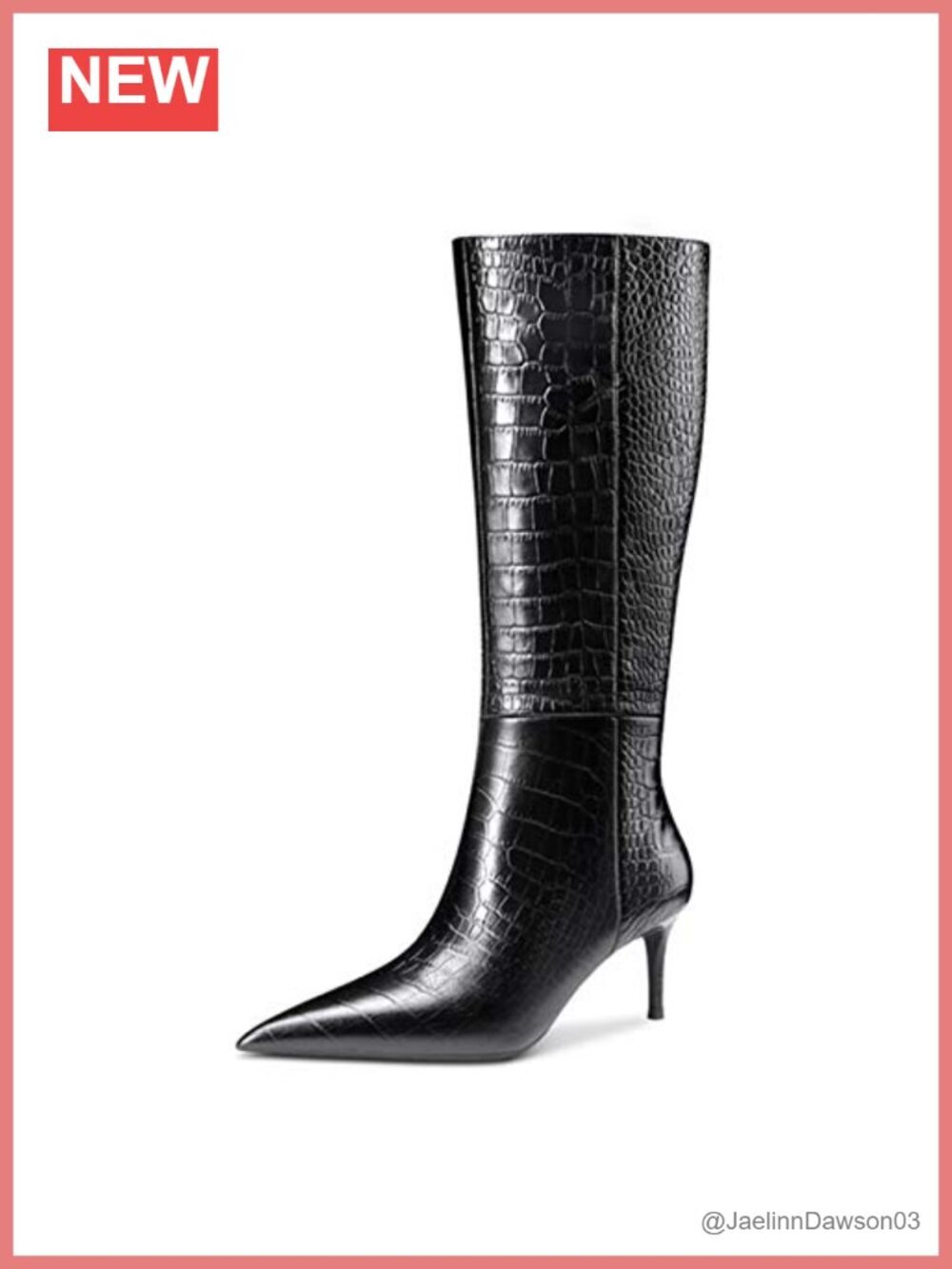 Faux Leather Pointed Toe Kitten Heel Knee High Boots Side Zip